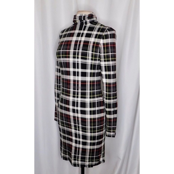 NWT!! ALICE + OLIVIA Delora Turtleneck Knit Plaid Dress Freedom Black Size 10 - Picture 5 of 16